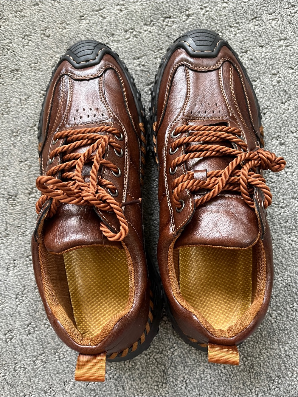 Men's Brown Leather Casual Lace-Up Sneakers